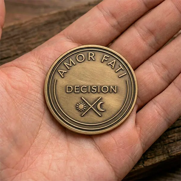 Moneda de Amor fati para la toma de decisiones . Habiora.